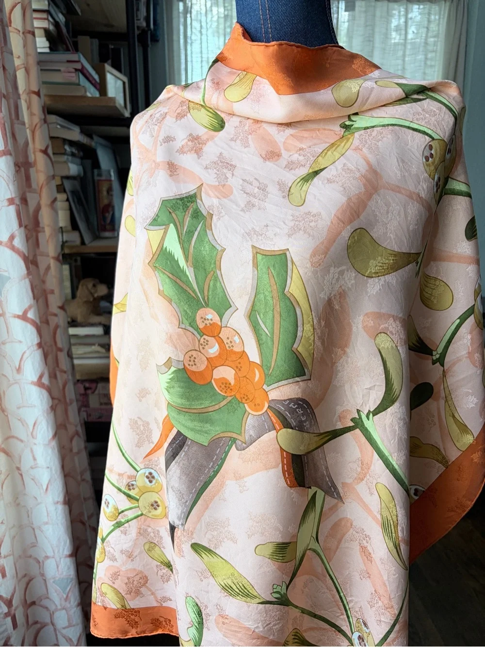 Hermes Pink Orange Green Floral Silk Scarf